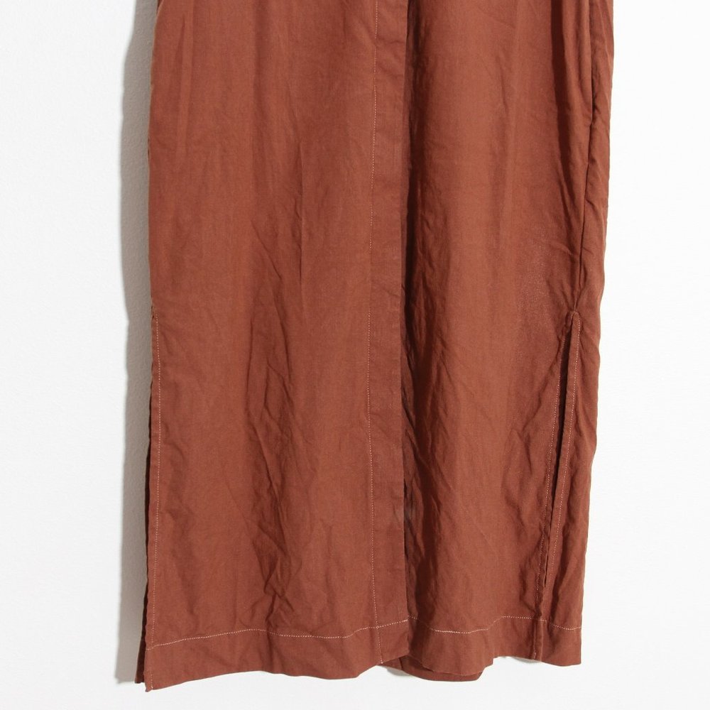 Theory Short Sleeve Shirtdress Linen Terracotta Soft Crunch Burnt Orange Size 4 - Picture 6 of 16